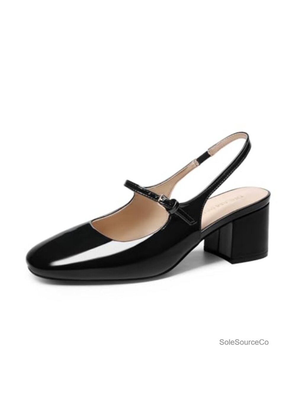 Square Toe Mary Jane Heels with 2.16-Inch Chunky Block Heel, Patent PU